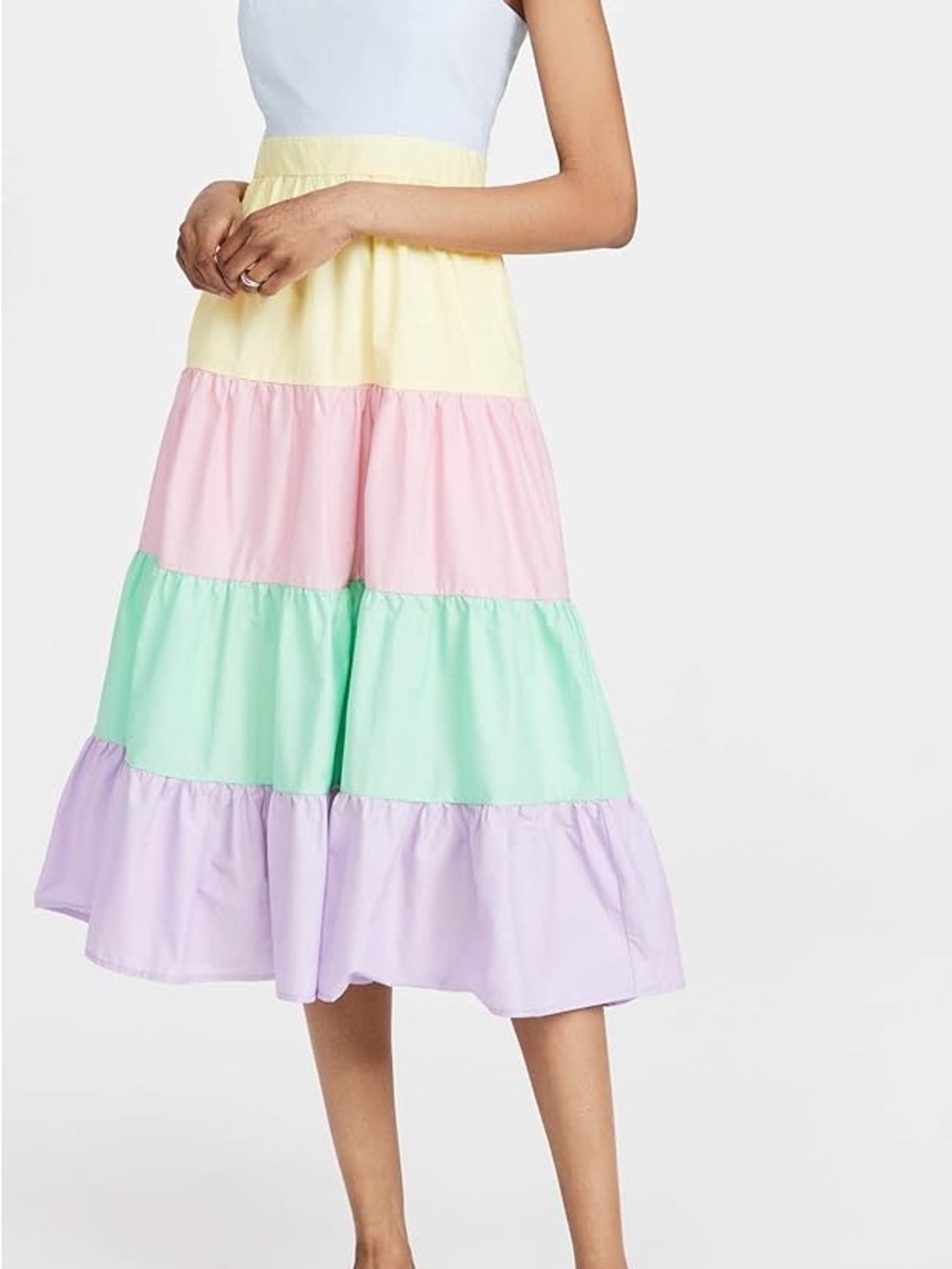 Pastel Tiered Midi Skirt - Yellow, Pink, Mint, Lavender SUMMER, beach preppy